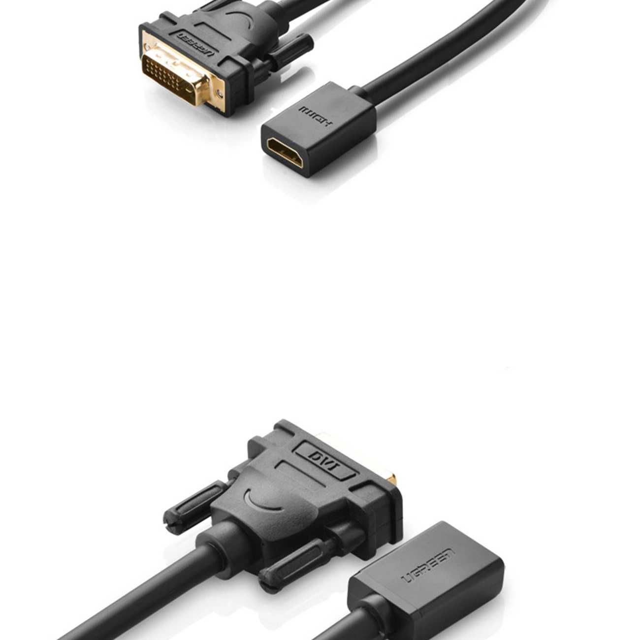 Kabel przewód adapter DVI (męski) - HDMI (żeński) 0.15m czarny Ugreen
