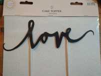 Napis topper na tort LOVE czarny