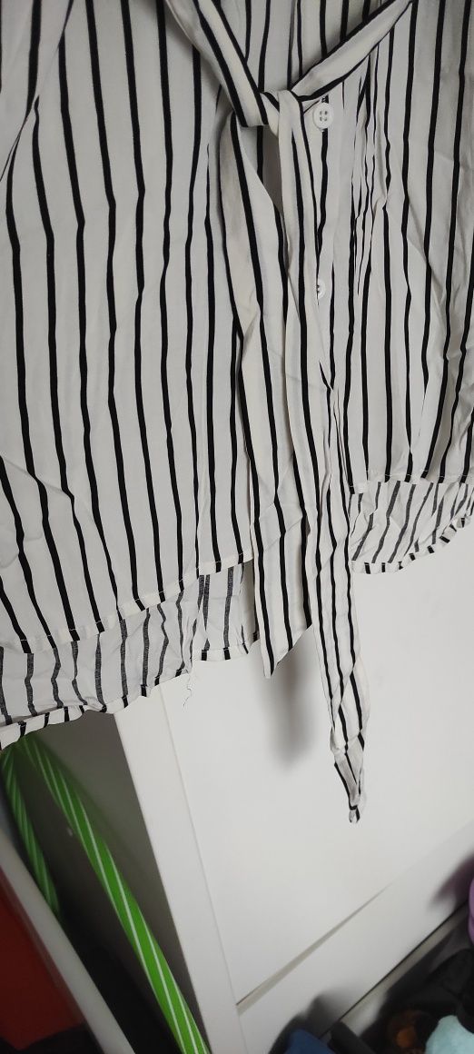 Tunika koszula sukienka długa w paski rozm 38 M biała czarna