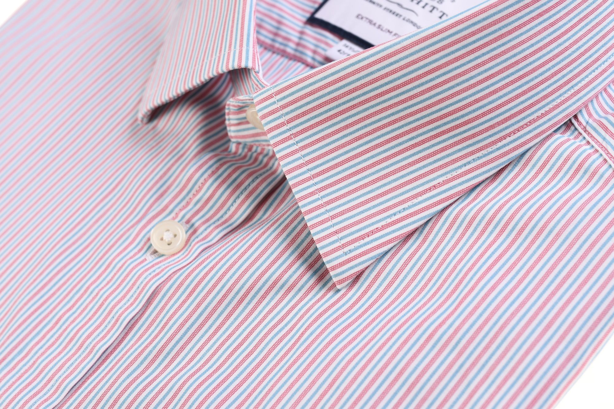 CHARLES TYRWHITT EXTRA SLIM koszula męska różowy prążek bawełna L k 42