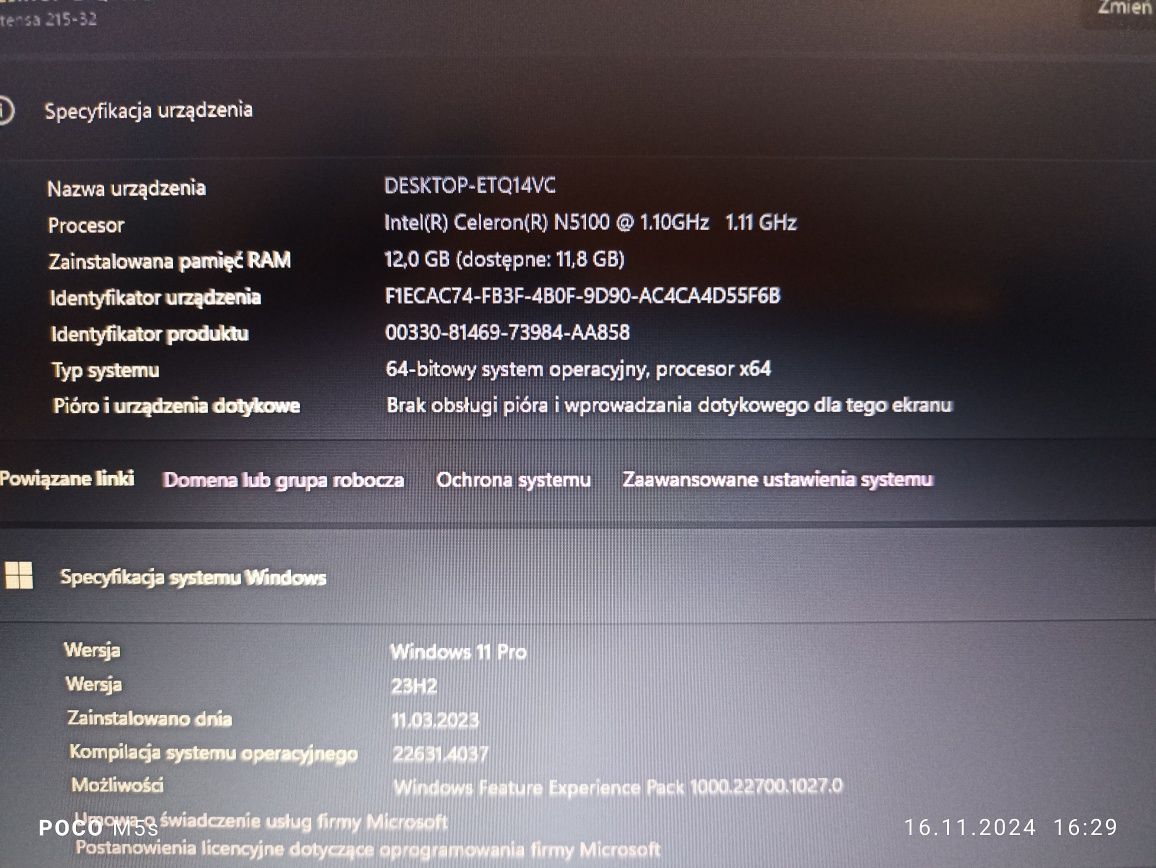 Laptop Acer Extensa Ex215-32, pentiumN5100, 15'6,, SSD 512GB, 12GB RAM
