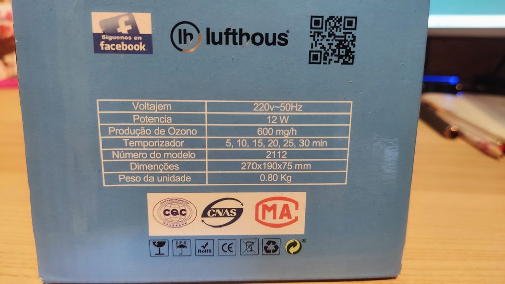 Máquina Purificadora e Regeneradora de Ar e Água com Ozono