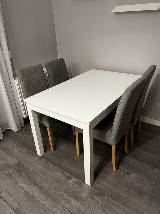 Stół biały 130x80 + komplet krzeseł