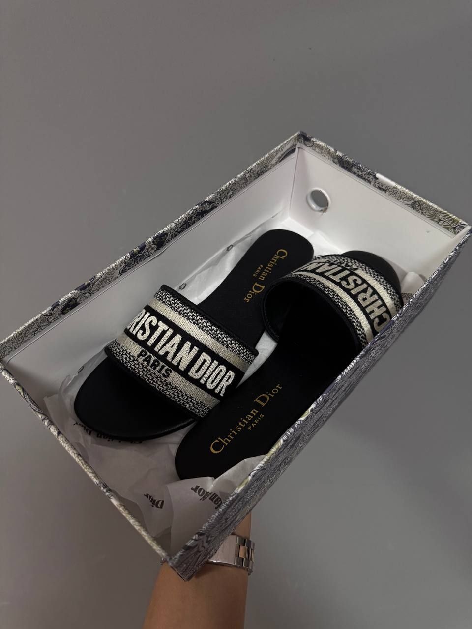 р36-41 Шльопанці Dior Dway Slides Black leather premium