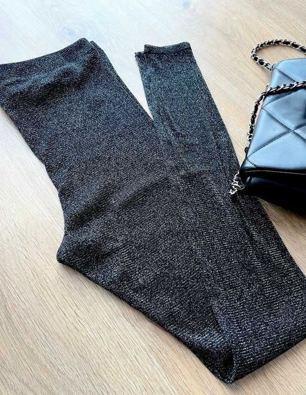 Spodnie leginsy rajstopy błyszczące z diamencikami cekiny H&M XL/42