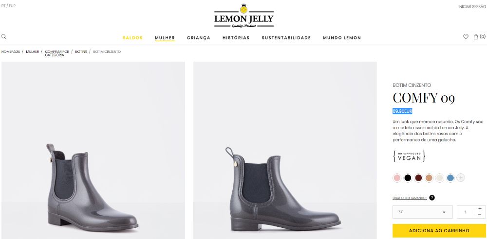 Botas Lemon Jelly, borracha cinza metalizado, tamanho 37