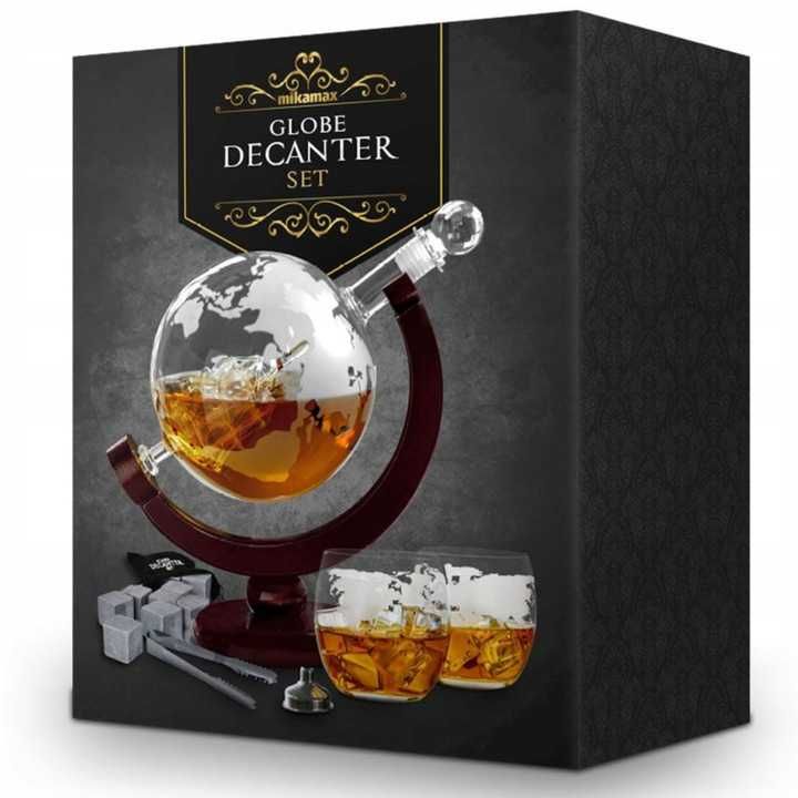 Zestaw do Whisky Karafka na Alkohol GLOBUS Szklanki Prezent dla Faceta
