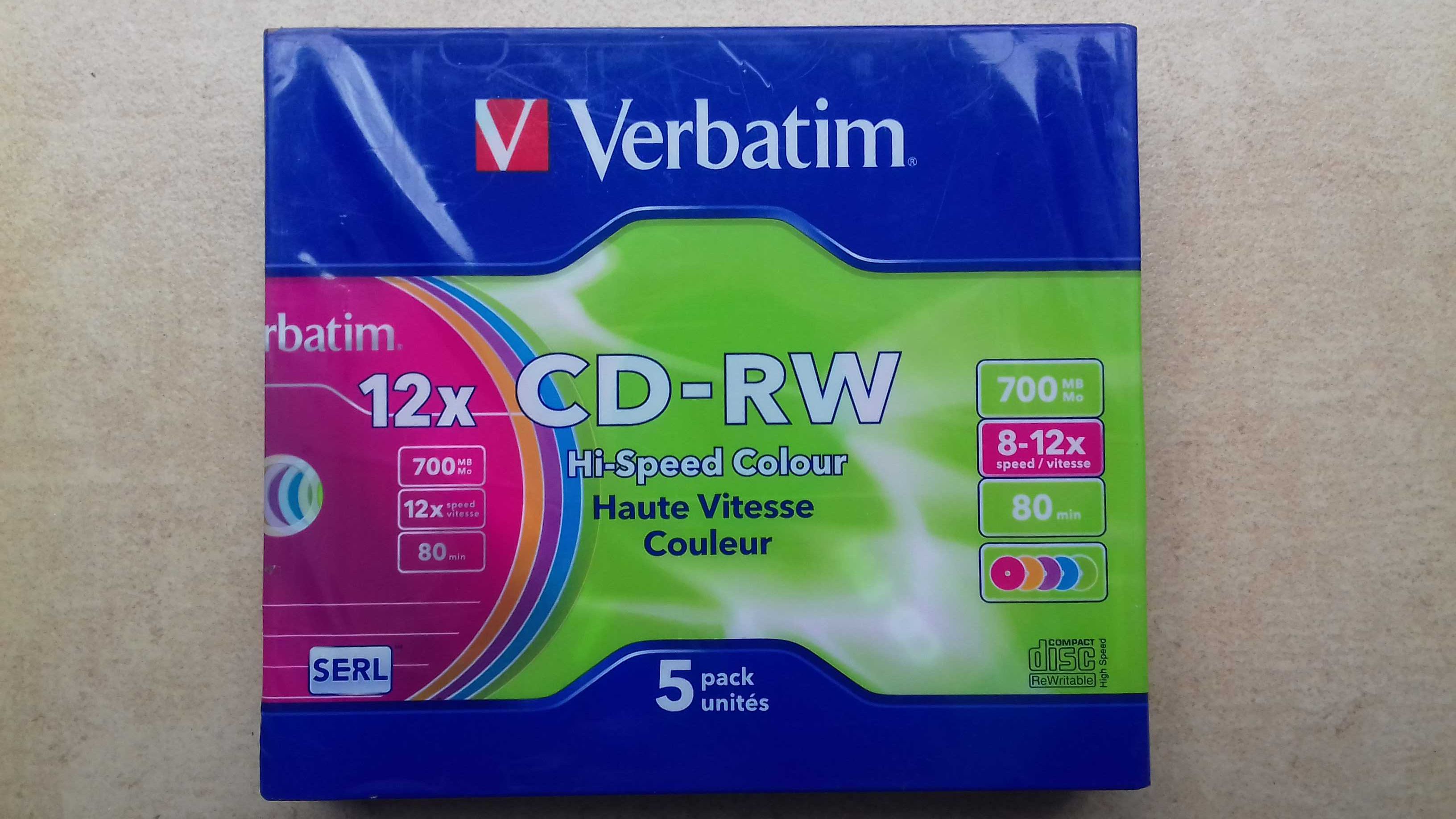 CD-RW Verbatim / 5 pack / pudełka slim / oryginalnie zapakowane.