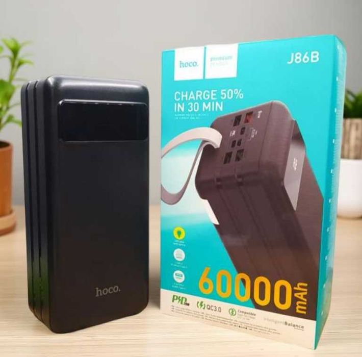 Павербанк Hoco 60000mAh 22.5w з ліхтарем швидка зарядка