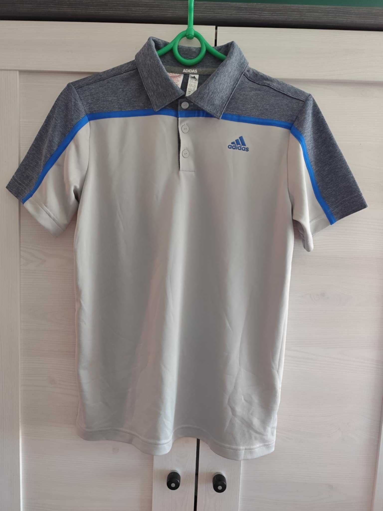 Koszulka chłopięca z kołnierzykiem Adidas roz 164