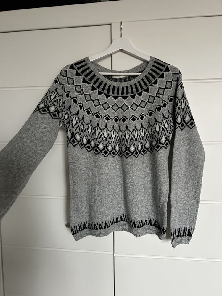 Szary świąteczny sweterek z alpaki H&M L.O.G.G. 38