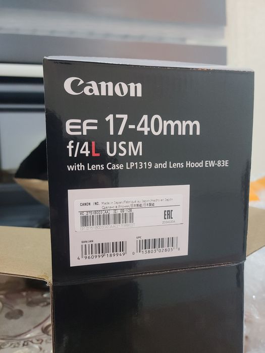 Об'єктив Canon EF 17-40mm f/4L USM UV фільтр новий заводський комплект