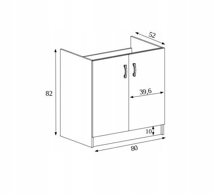 Szafka pod zlew 80 cm olcha/biały mat/dąb sonoma