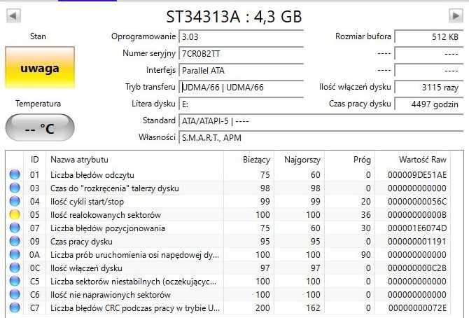 dysk twardy 4.3GB hdd seagate st34313a ide / pata