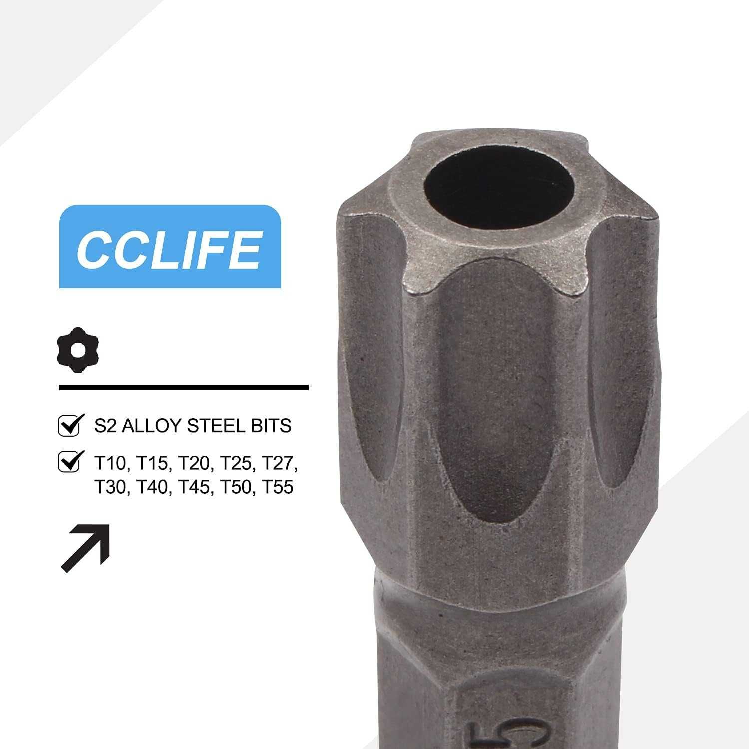 CCLIFE Klucze Torx 34 Elementy nasadki i bity E4-E20 T10-T60