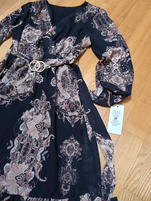 Sukienka włoska czarno-beżowa  S/M