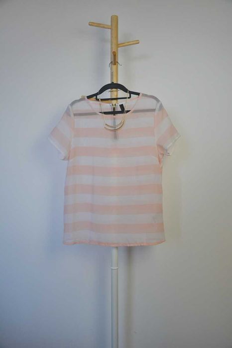 Vero Moda koszula pasy pudrowy róż zip L 40