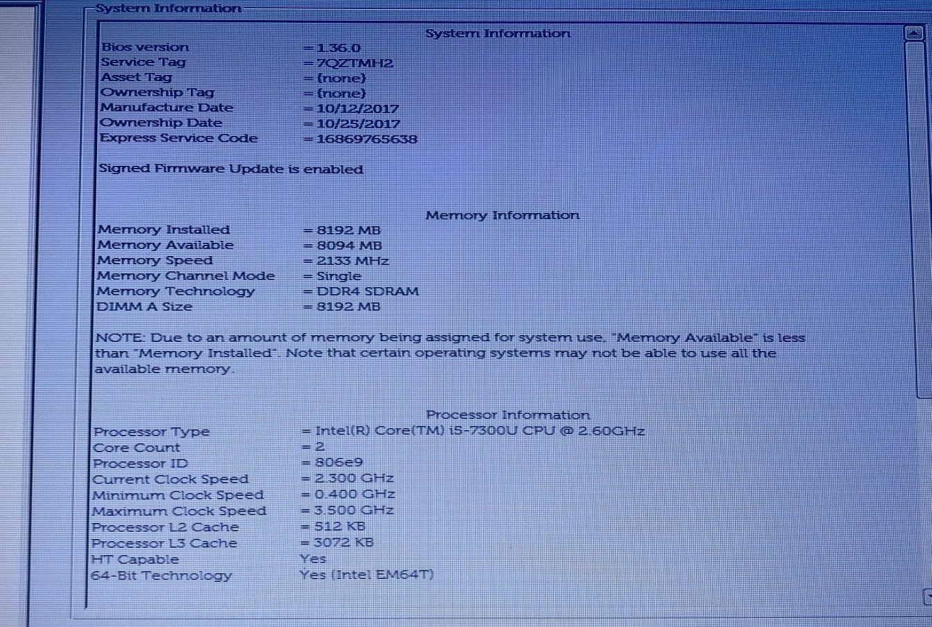 Ноутбук Dell 6(E7280)/i5-7300U/Ram No/SSD No