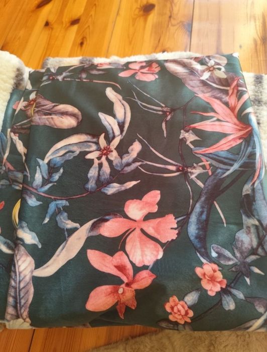 Zasłony zielone w kwiaty nowe 4 szt