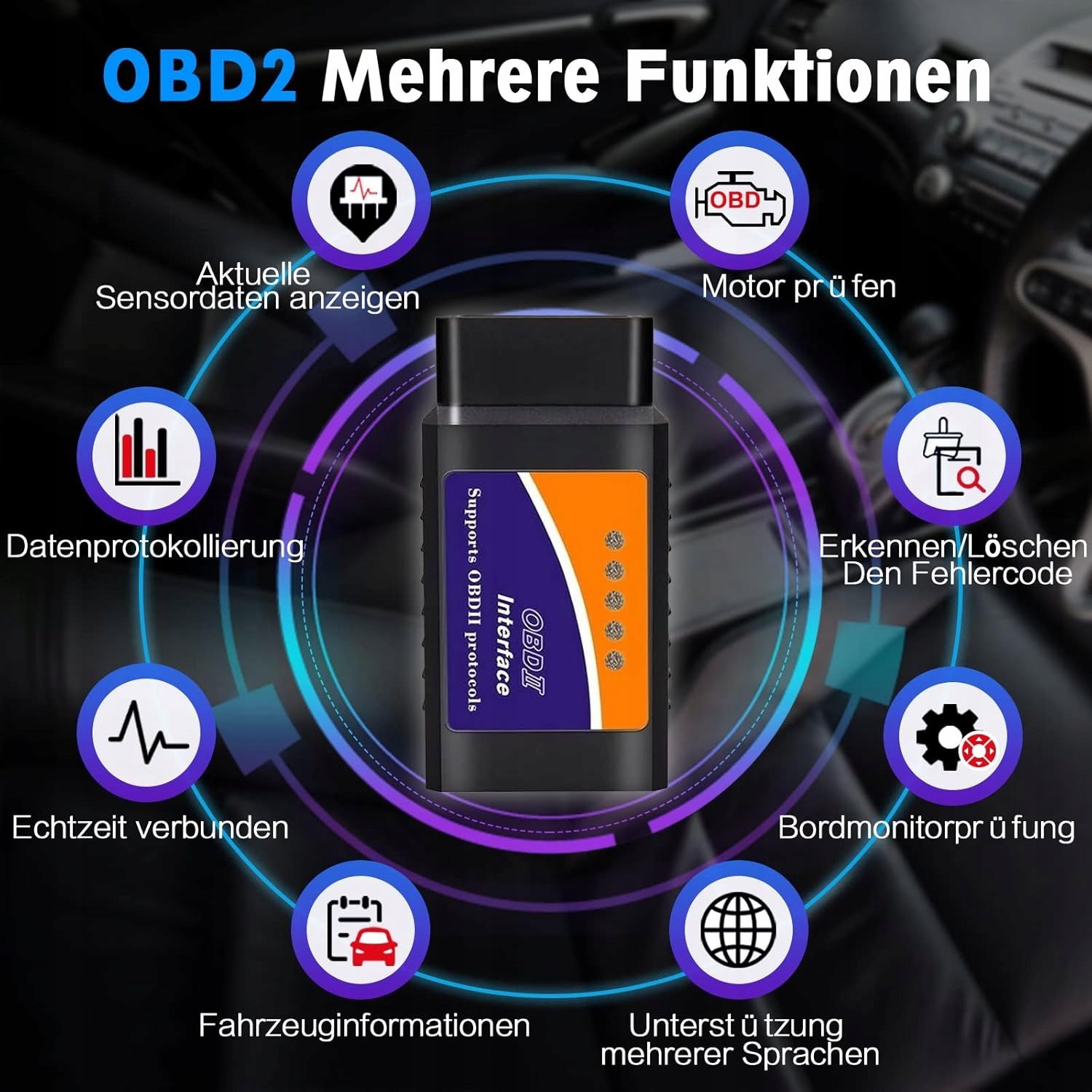 Interfejs Diagnostyczny OBD2 Bluetooth Android Windows Skaner Błędów