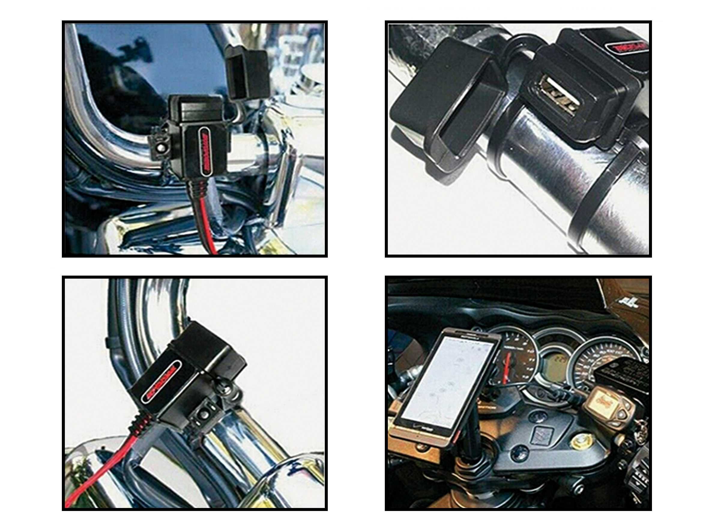 Carregador USB Universal 2.1A Motociclo Impermeável 1USB+Fusível+SAE