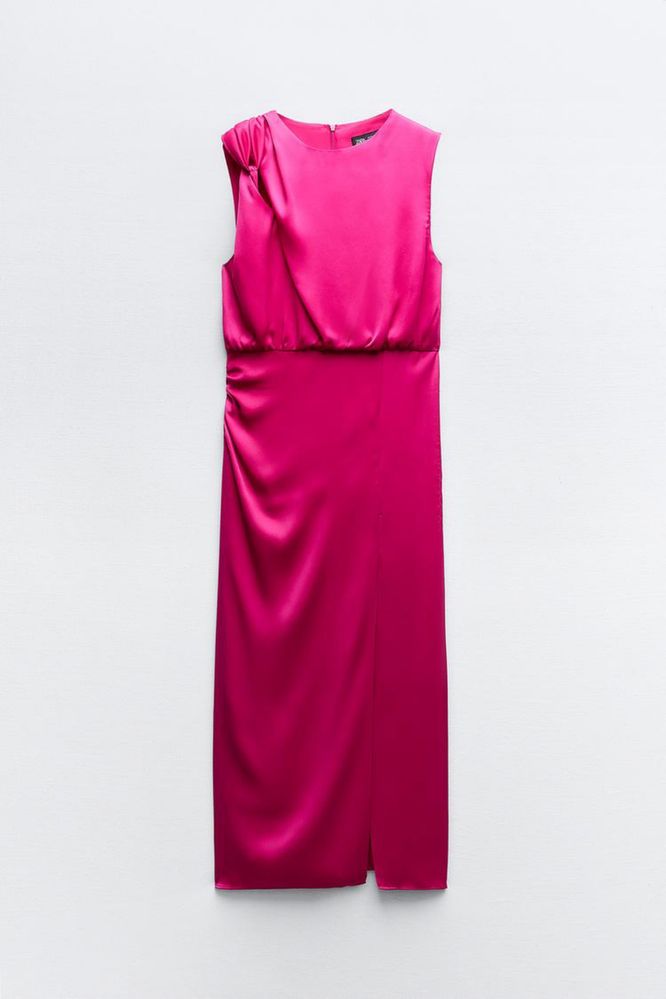 Атласна сукня з вузлом на плечі Zara