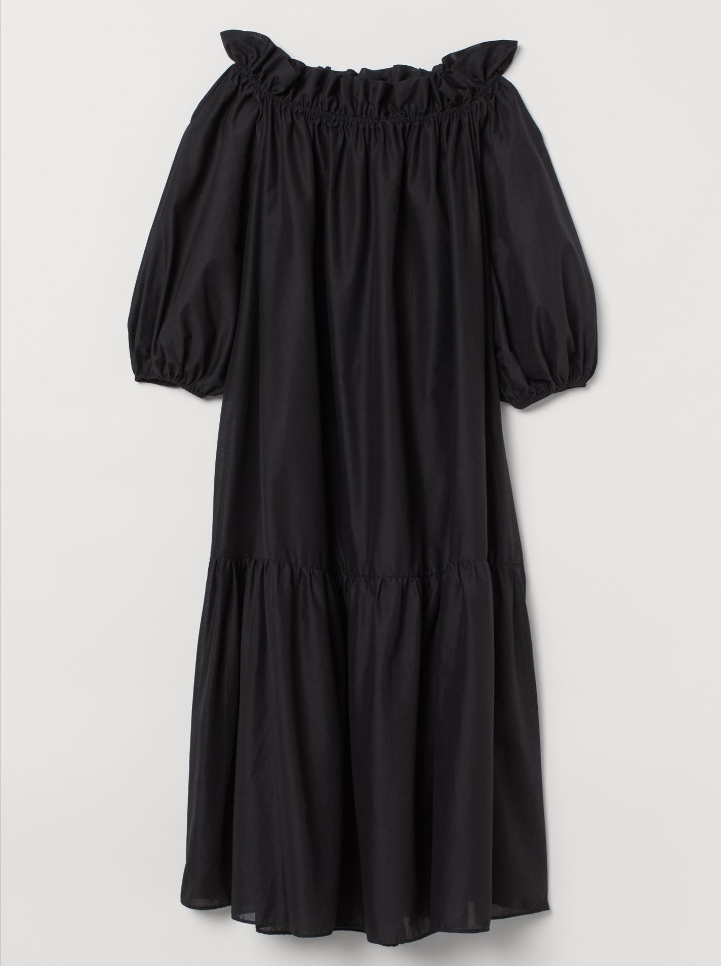 Платье H&M женское чёрное объёмное M-L