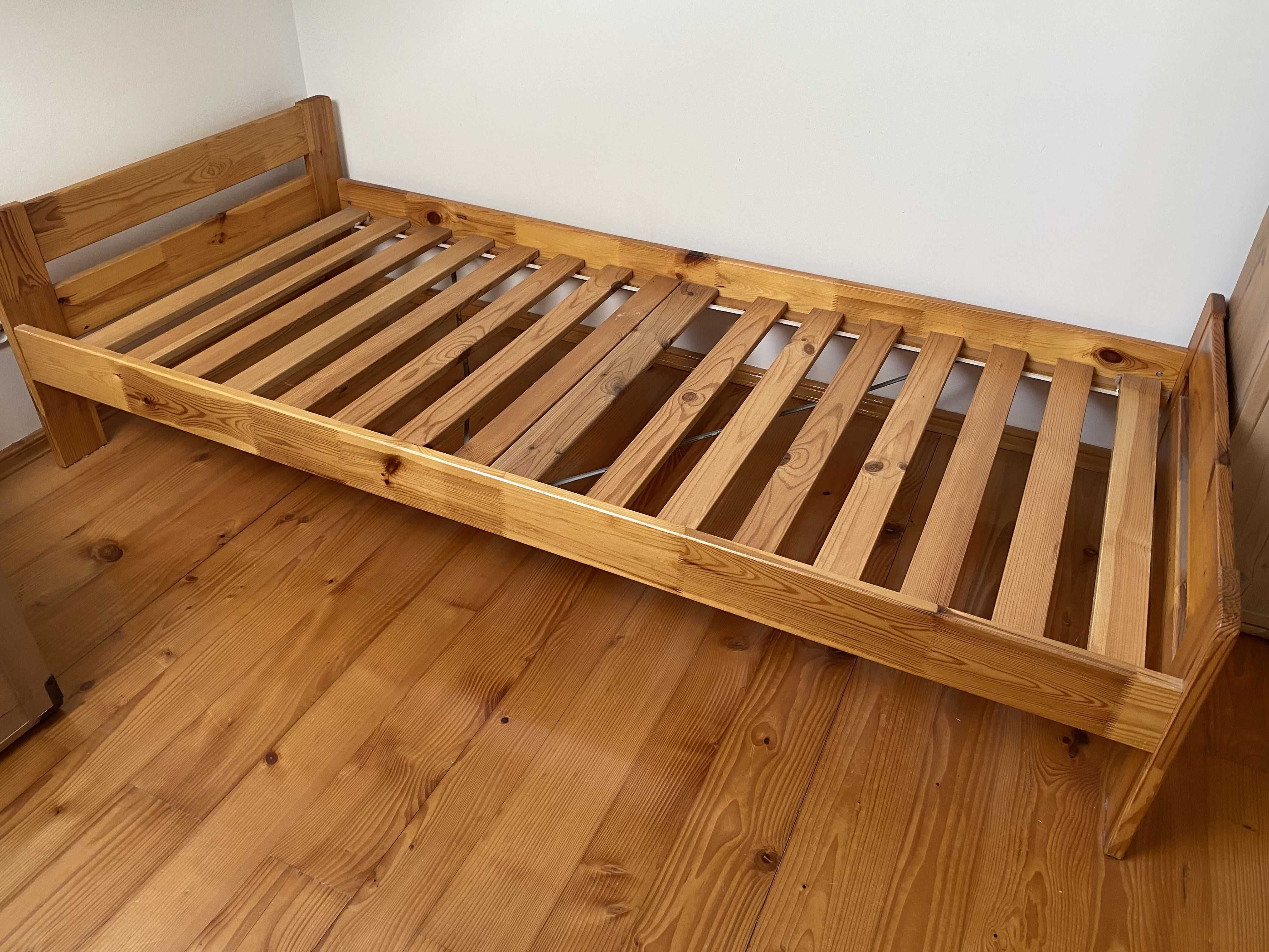 Łóżko Drewniane Pojedyncze 90x200 z Materacem