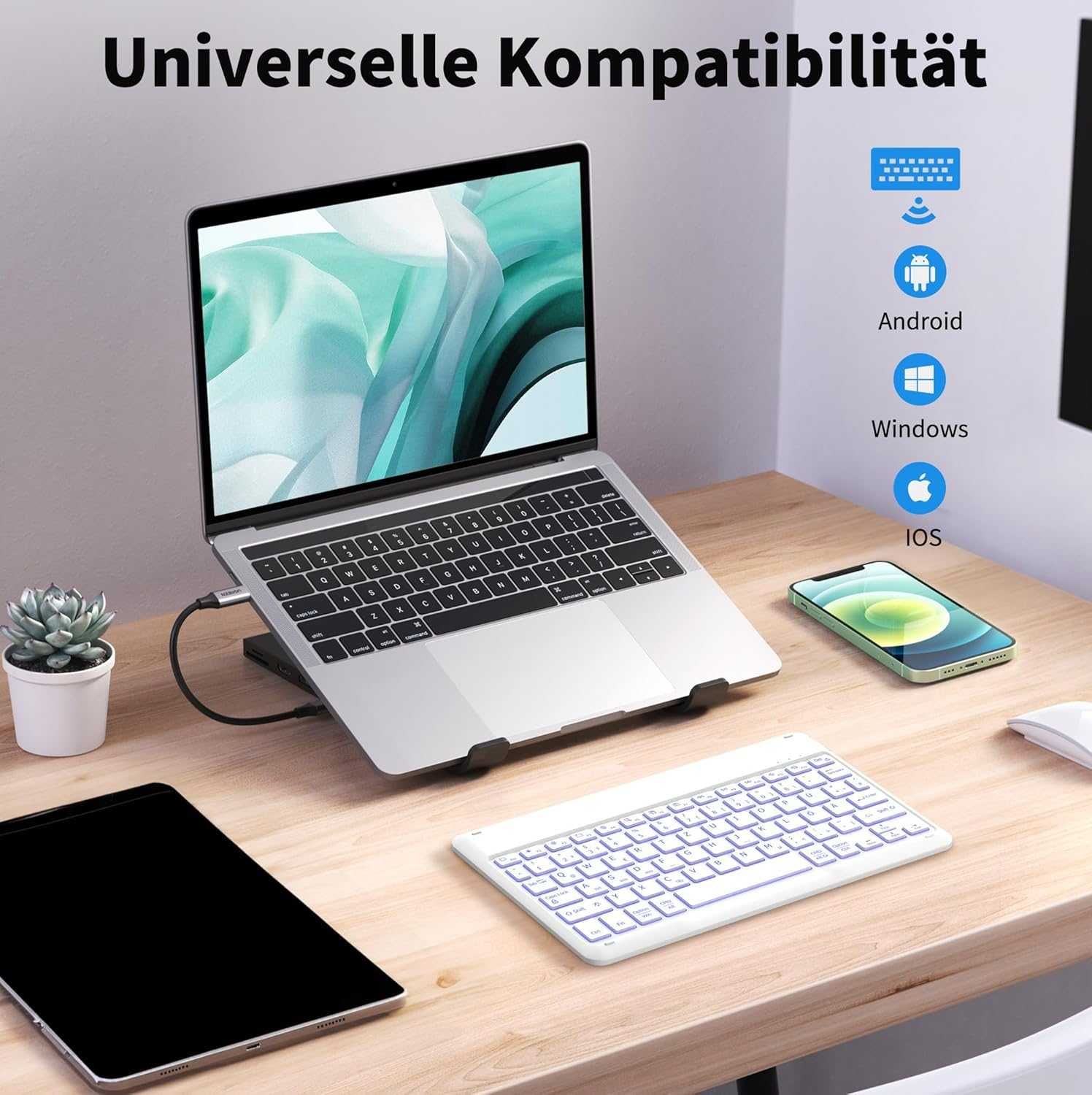 EasyAcc klawiatura bezprzewodowa bluetooth LED iPad Samsung TV biała