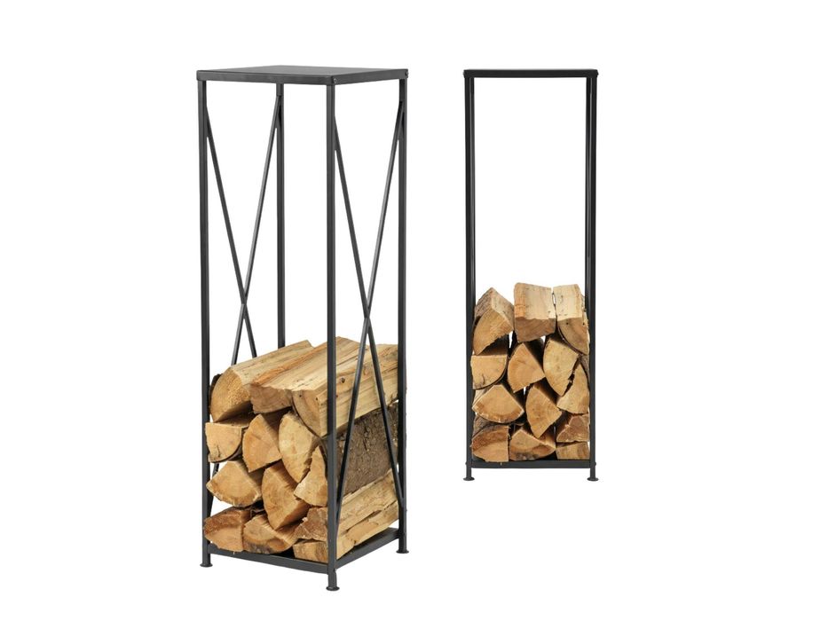 Stojak kosz regał na drewno kominkowe opałowe metalowy 111x34 cm