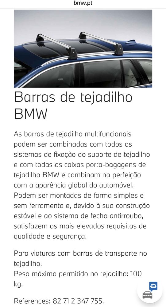 Barras BMW Originais tejadilho Serie 1 F21 Originais