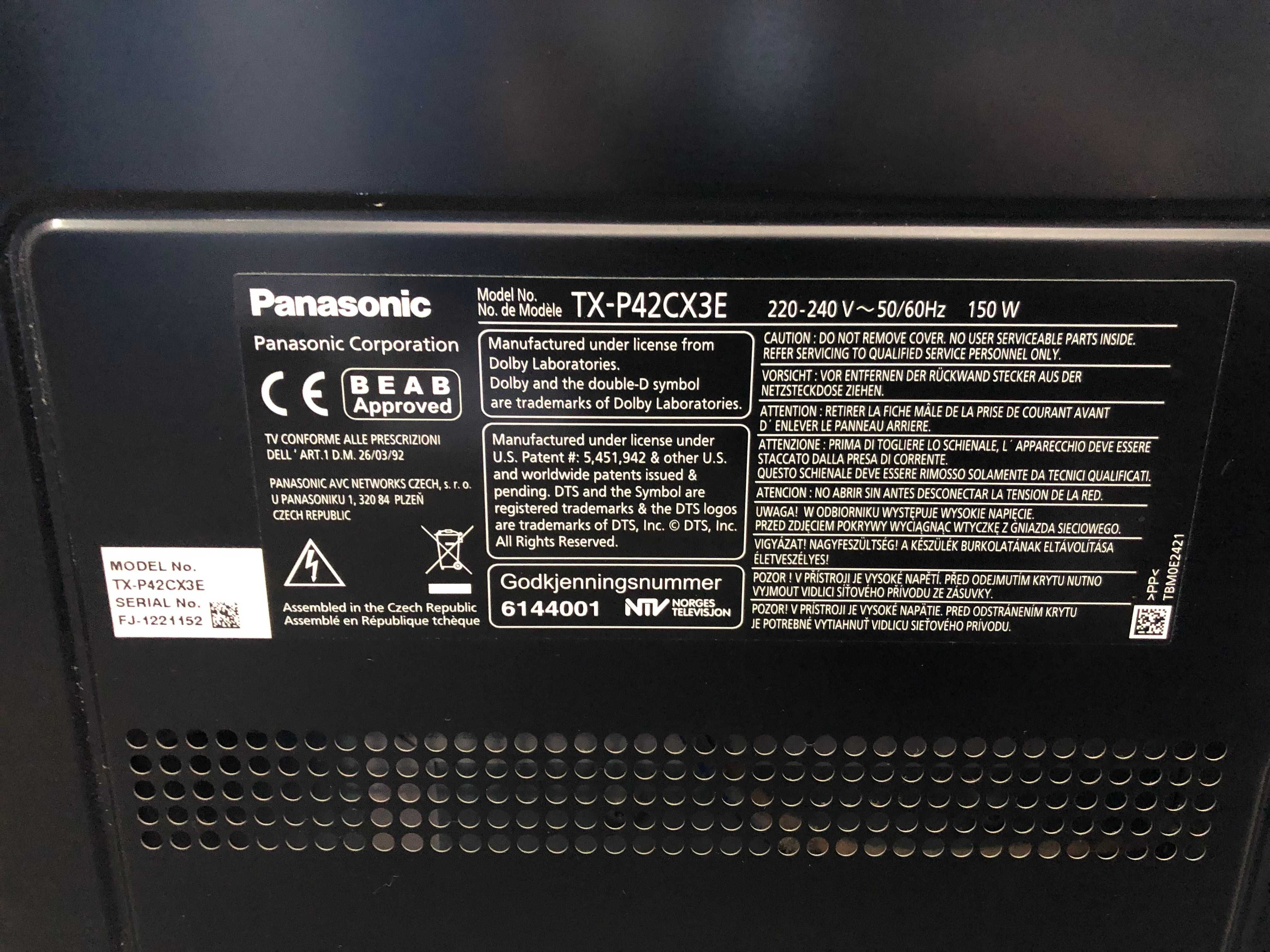Telewizor Panasonic TX-P42CX3E