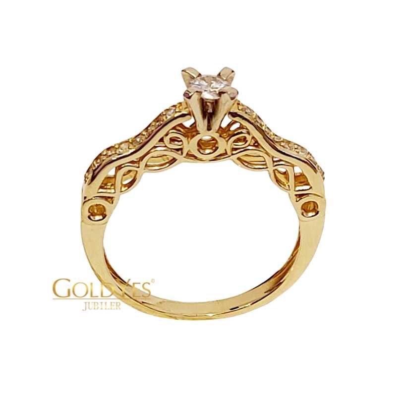 Złoty pierścionek z brylantami i diamentami R.17,5