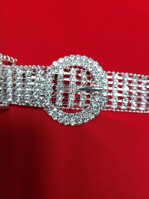 Pasek damski wizytowy z cyrkoniami