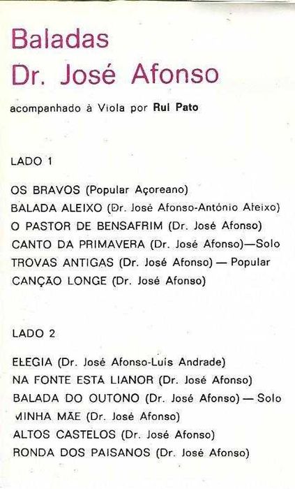 José Afonso	- - - - -		Baladas	- - - - -	K7