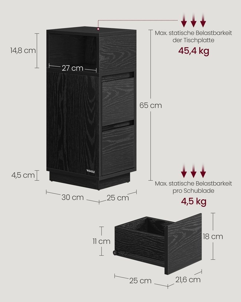 Nowe! Wąska szafka nocna z 2 szufladami KOD 217