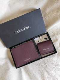 Набір чоловічий гаманець портмоне Calvin Klein + AirPods кейс шкіра