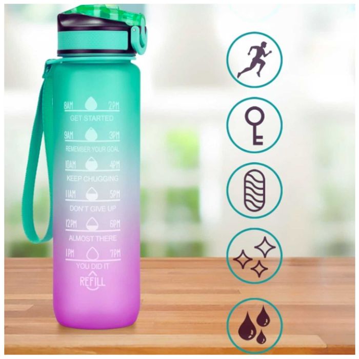 Butelka Motywacyjna Na Wodę 1L Bidon Sportowy z Podziałką i Miarką XXL