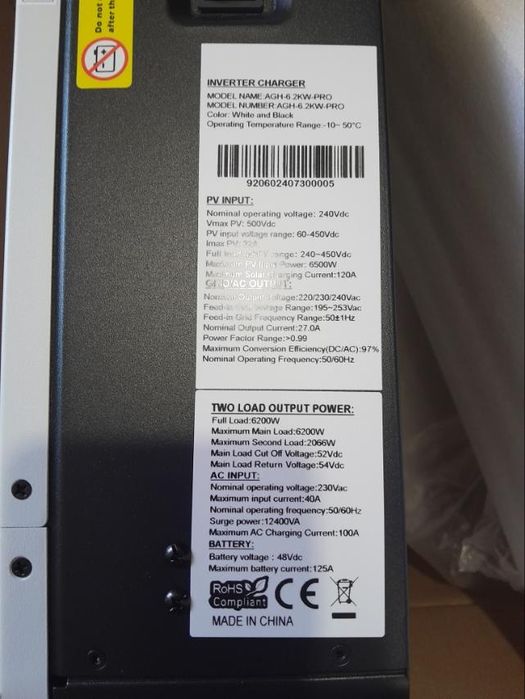 Инвертор гибридный 6,2кВт  Інвертор Гібридний 6200 Вт 48В Deye