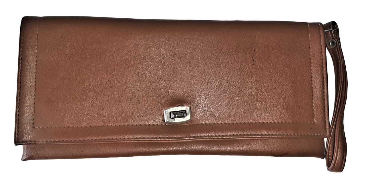 Torba Torebka Kopertówka Wristlet Saszetka brąz