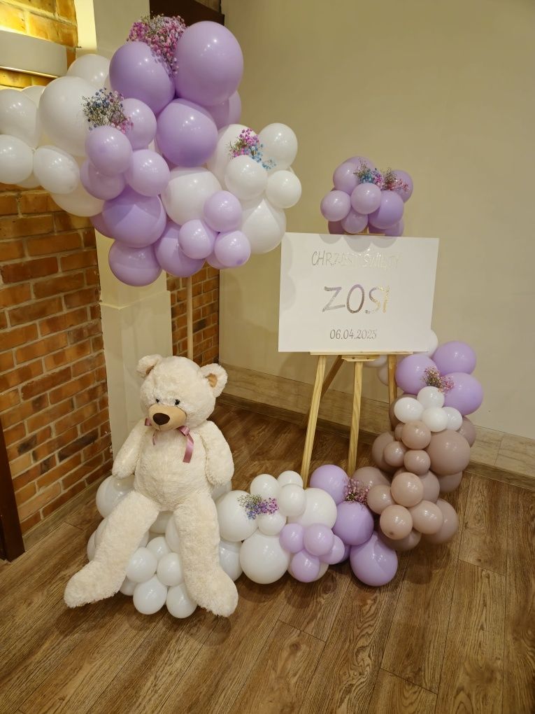Dekoracje balonowe, komunie, chrzty,ścianki balonowe, napisy, świece