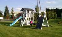 Domek ogrodowy dla dzieci plac zabaw zjeżdżalnia