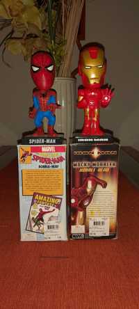 Marvel bonecos, figuras bobllehead spiderman and iron man