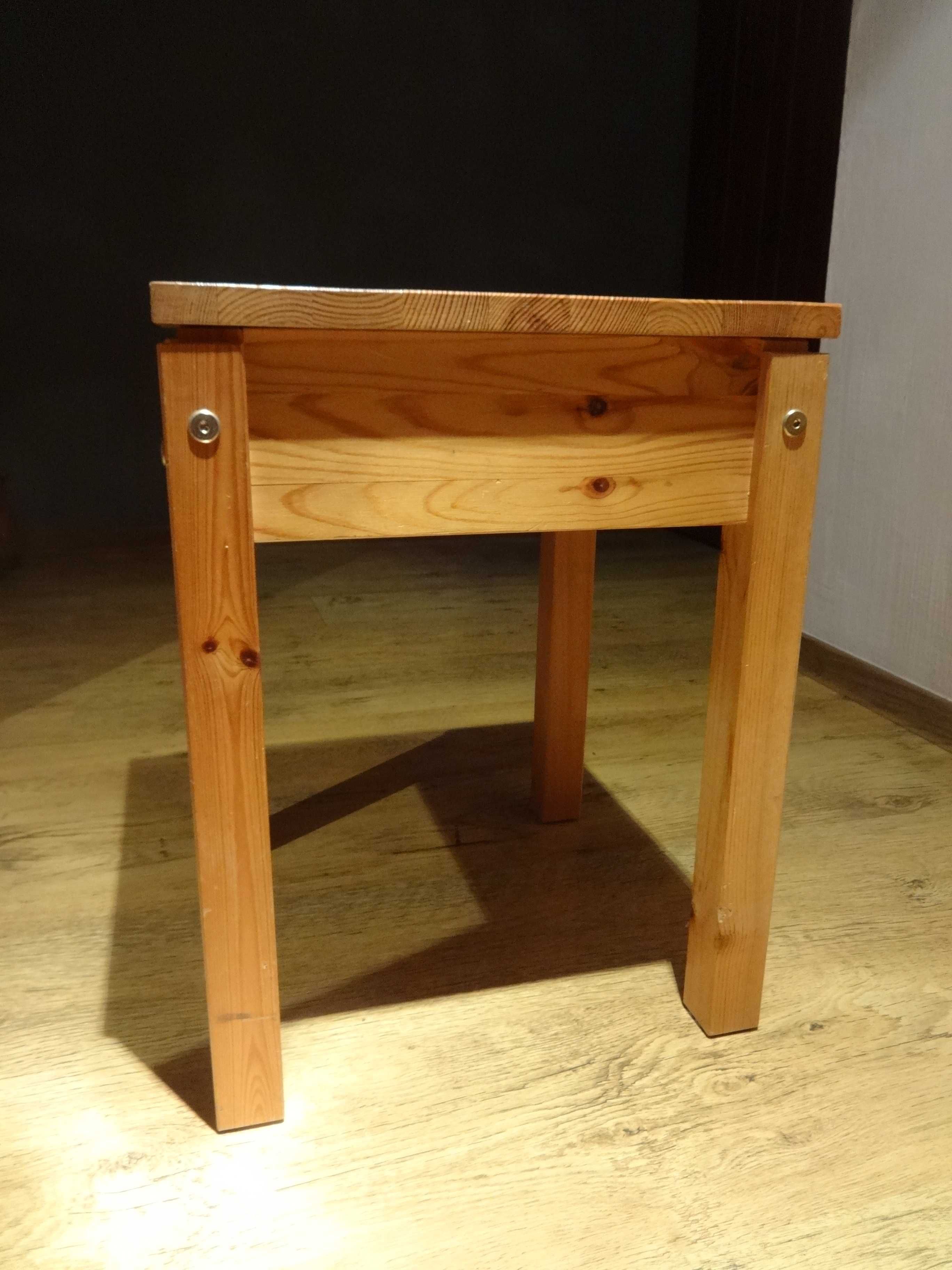 Krzesło taboret drewniany IKEA z pojemnikiem sosna lite drewno vintage