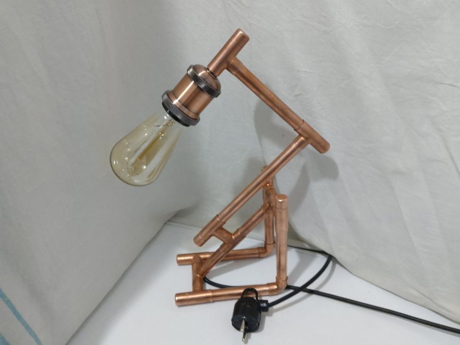 Настольная лампа "Endless December" E27 лофт медь ручной работы