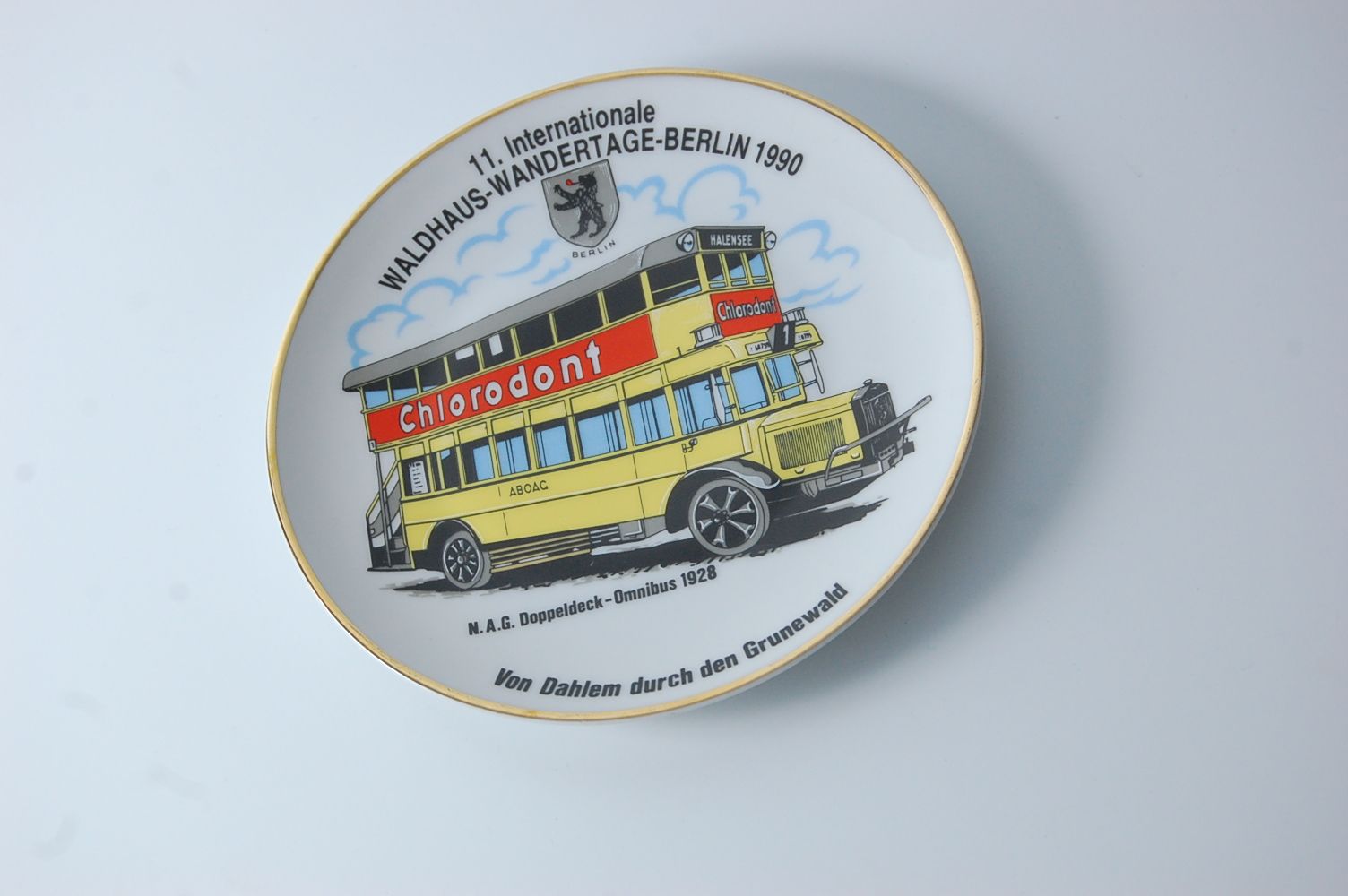 naścienny talerz porcelanowy autobus piętrowy 1928