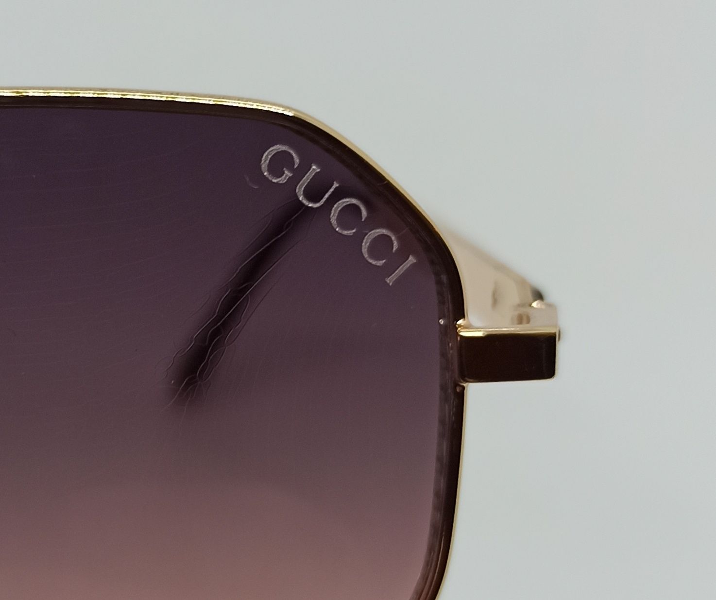 Gucci очки женские серо розовые в золоте с лого бренда