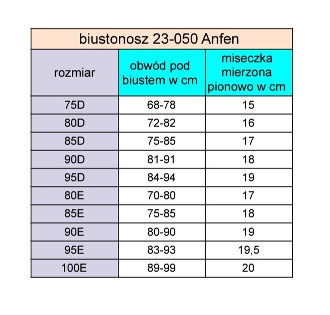 Biustonosz 75D - 100E czarny stanik NOWY Anfen miękki fiszbiny