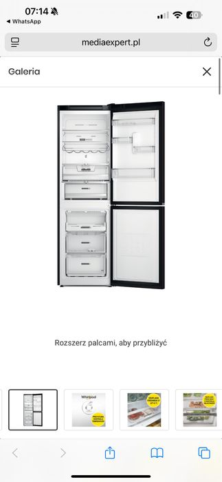 Lodówka WHIRLPOOL W7X 83T KS 2 No frost 191.2cm Czarny Inox