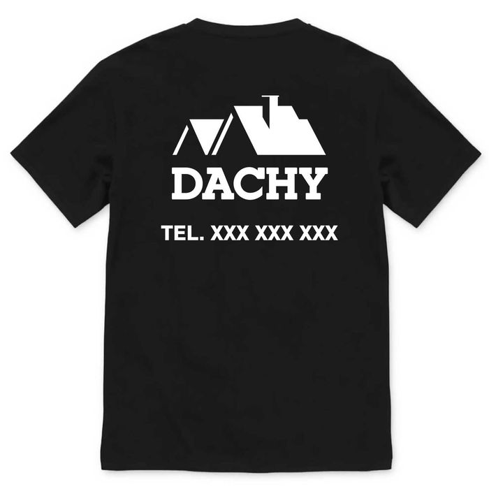 koszulka robocza dachy, koszulka firmowa z nadrukiem usługi dekarskie